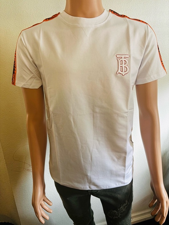 Burberry Other - Burberry White Short Sleeve Tee with Orange Trim and TB Monogram